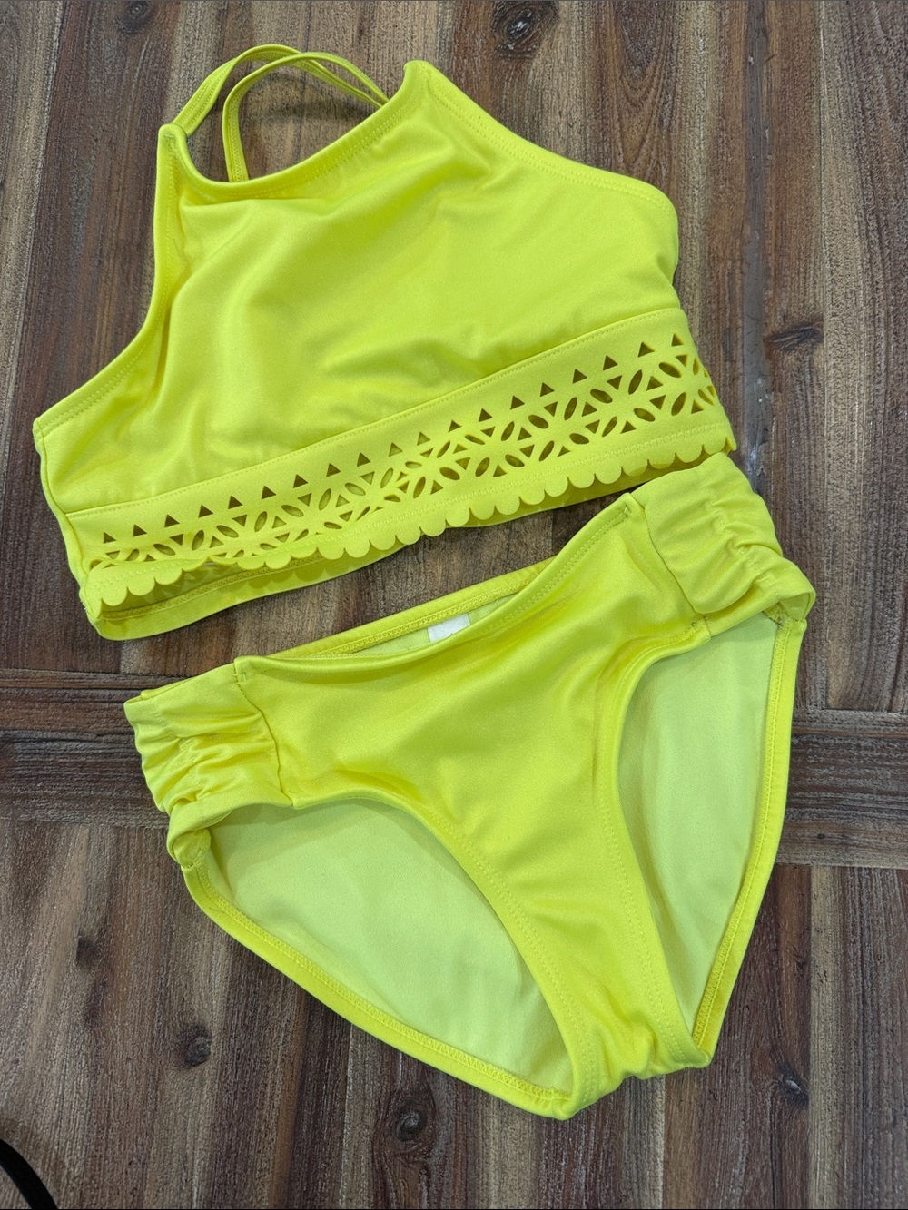 Justice Neon Lime High-Neck Two-Piece Swim Set
